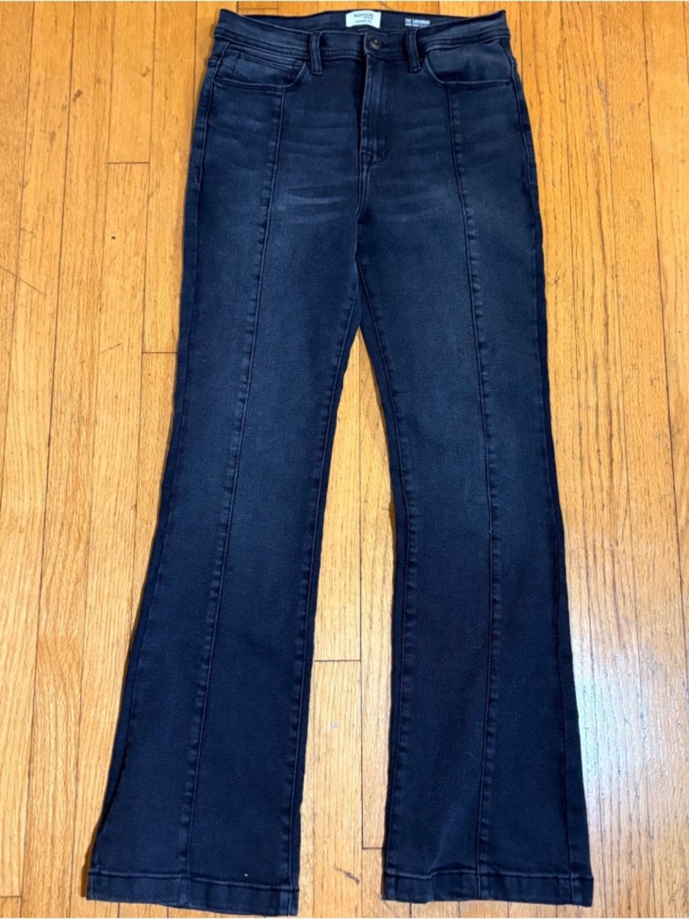 Kensie Savannah High Rise Flare Jeans Black Stretch Denim Size 24 - Picture 2 of 8